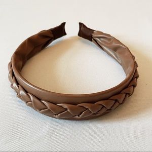 Brown leather braided headband